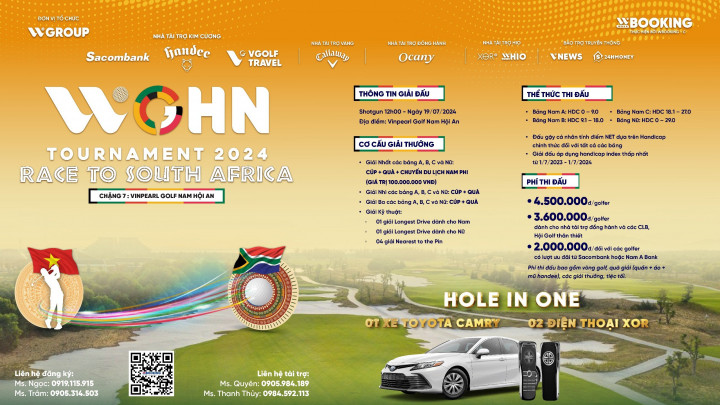 Hơn 60 golfer đã đăng ký tham dự chặng 7 WGHN Tournament Race to South Africa