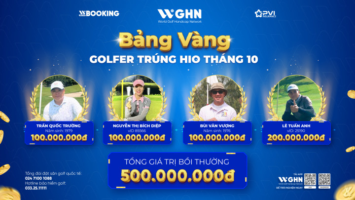 wBooking trao thưởng 500 triệu đồng cho các golfer may mắn ghi HIO trong tháng 10